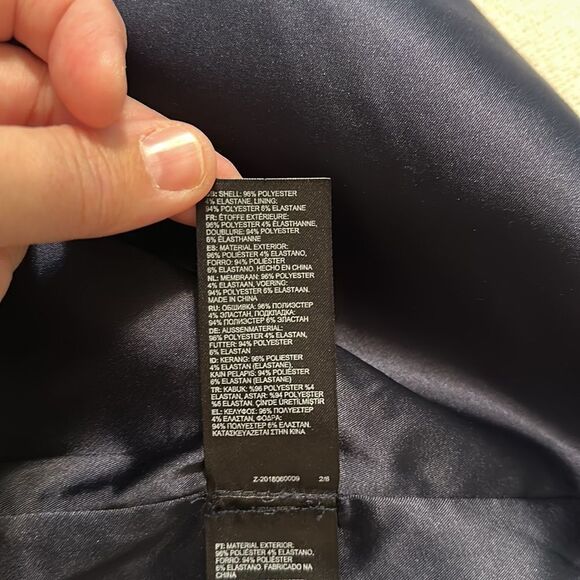 Ted Baker 14 (5) Navy Geodese V Neck Front Slit Back Zip Sleeveless Shift Dress - Picture 12 of 16